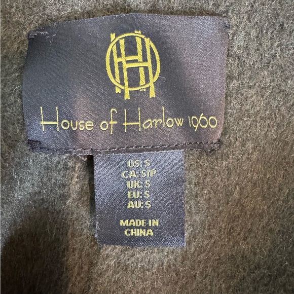 HOUSE OF HARLOW 1960 Wool Blend Cropped Jacket Olive Green Size S - Picture 10 of 11